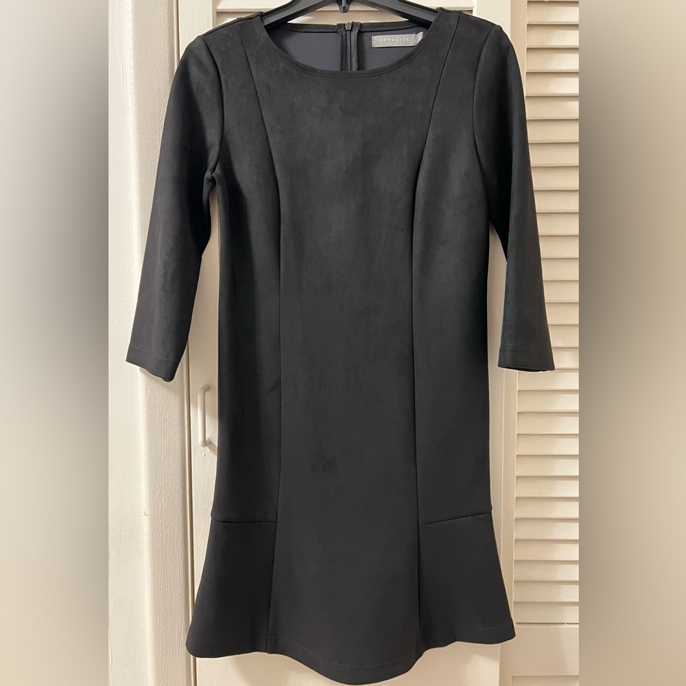 Black Knit Suede Dress